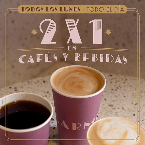 Promoción de Lunes: bebidas 2x1